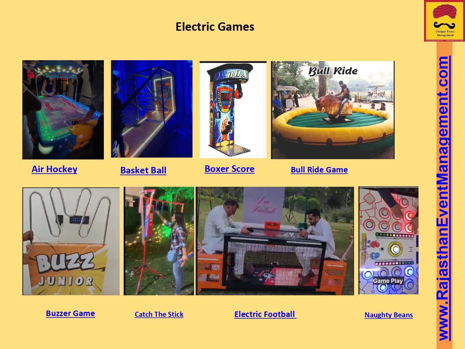 Electric Arcade Games — Air Hockey, Basketball & Bull Ride